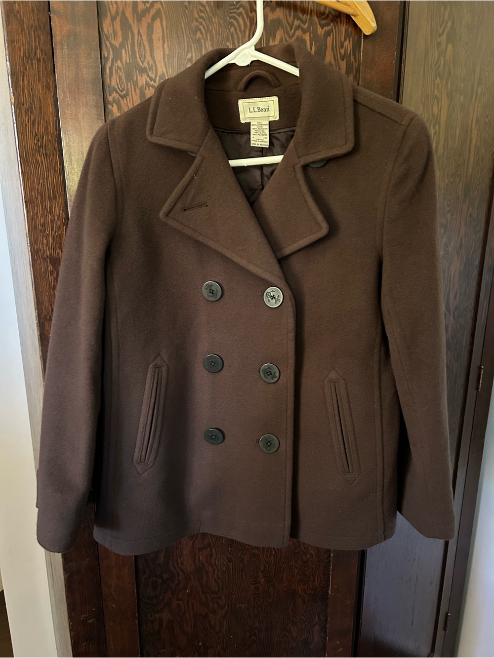L.L. Bean Women's Brown Double-Breasted Peacoat